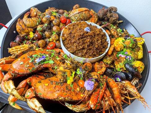 Fresh Haitian seafood platter